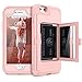 WeLoveCase iPhone 6/6s Wallet Case Defender Wallet Design with Hidden Back Mirror and Card Holder Heavy Duty Protection Shockproof 3 in 1 All-Round Armor Protective Case for iPhone 6 6S - Rose Gold