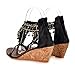 Carol Shoes Fashion Women's Tassels Zipper Chains Beaded T-straps Bohemian Style High Heel Wedges Sandals