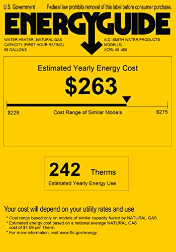 A.O. Smith XCRL-40 ProMax Short Gas Water Heater, 40 gal