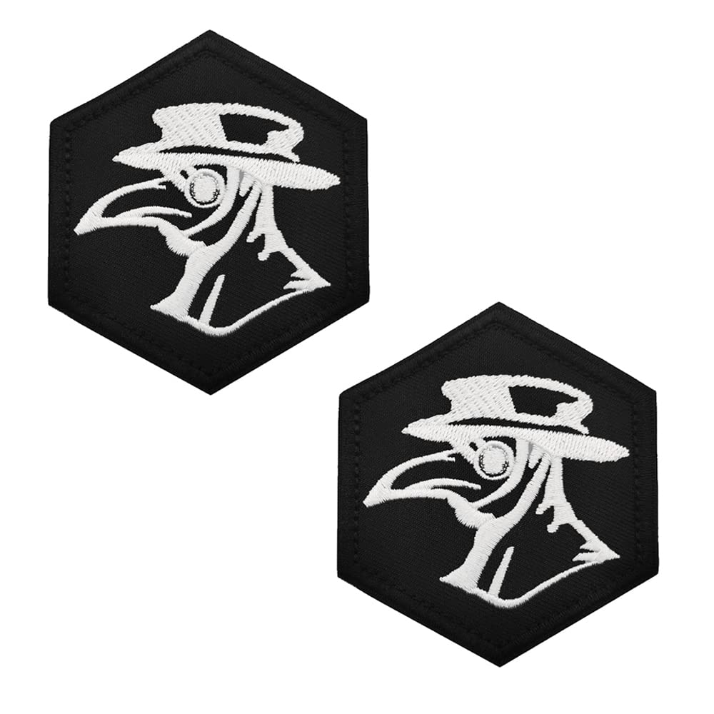 2 Packs Plague Doctor Funny Embroidered Hook and Loop Sew On Military Medical Applique Emblem, Tactical Plague Doctor Patch for Uniform Clothes Backpack Cap Team Dog Harness Vest-3.15x2.75