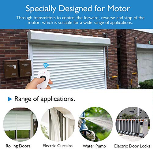 eMylo RF Switch Motor Controller Wireless Smart Switch Relay Module Remote Control Switch with RF Receiver DC 12V 433Mhz for Rolling Door, Electric Curtains, Locks, Water Pump - Thumbnail 4