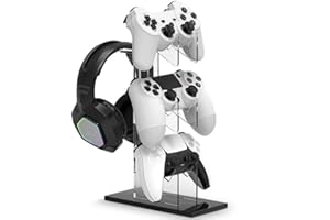GUQIANLU Game Controller Enhance Gaming with A 3 Tier Controller Holder & Headset Stand for PS5, PS4, Xbox ONE, Switch, & STEAM. Create A Gaming Fortress.
