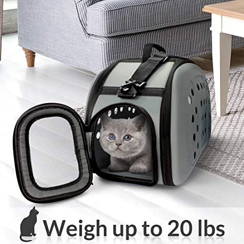 FRiEQ Foldable Hard Cover Pet Carrier with Shoulder Strap - Pet Travel Kennel Cats, Small Dogs & Rabbits - Thumbnail 5