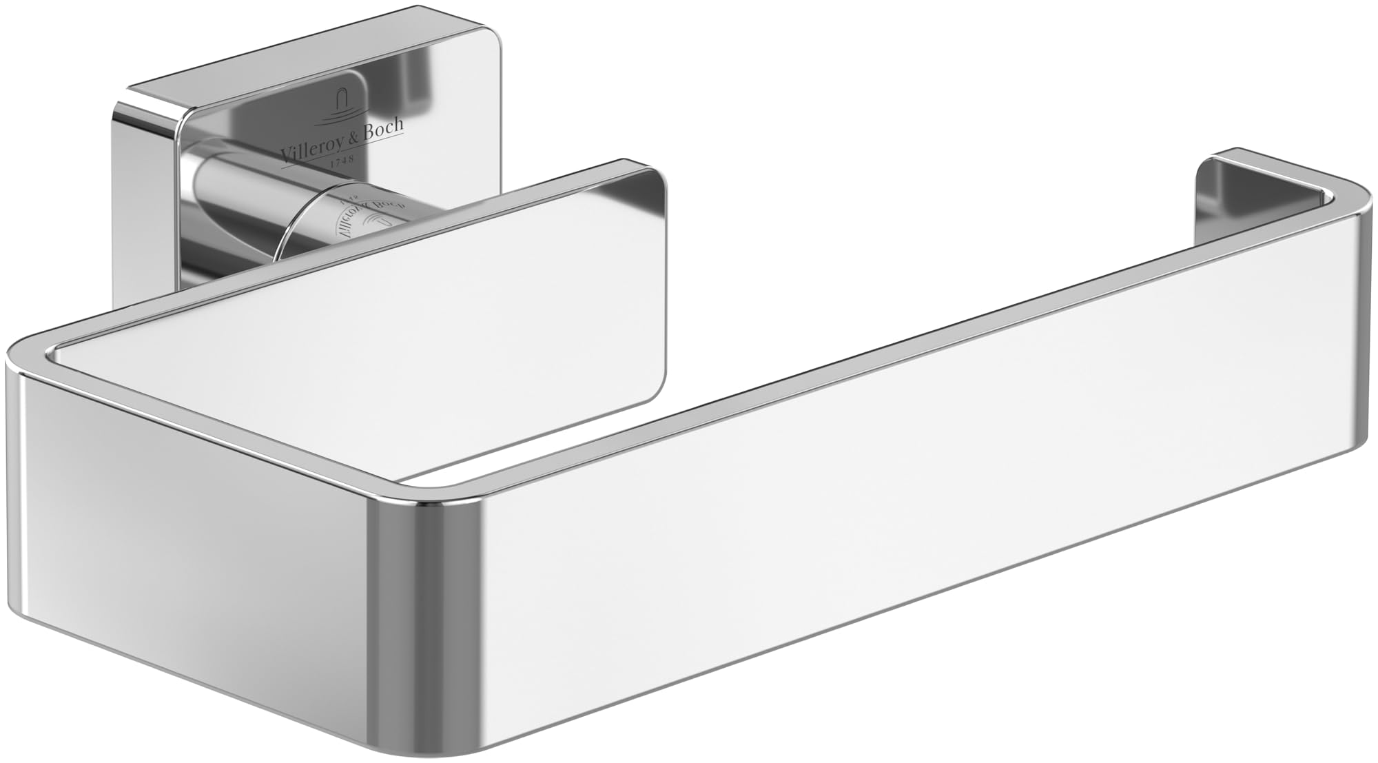Villeroy & Boch Elements - Striking toilet roll holder without cover, for wall installation, brass, square, Chrome