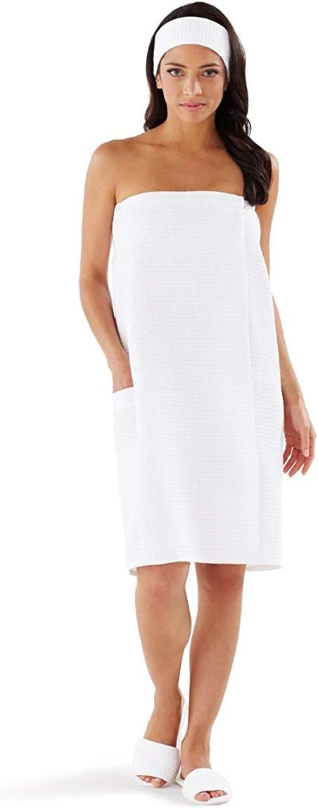 Boca Terry Womens Spa Wrap - Lightweight Waffle Bath, Gym Wrap - Medium, Large, XXL, XXXXL
