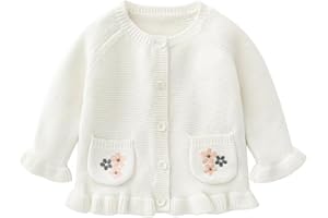 CHENGCHUANG Baby Girls Knitted Cardigan Sweater Crewneck Knit Crochet Button Closure Cardigan Tops Coat Outwear for Toddler