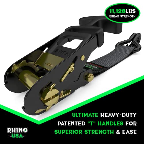 Rhino USA Car Hauling Ratchet Strap System Heavy Duty 11,128lb Break