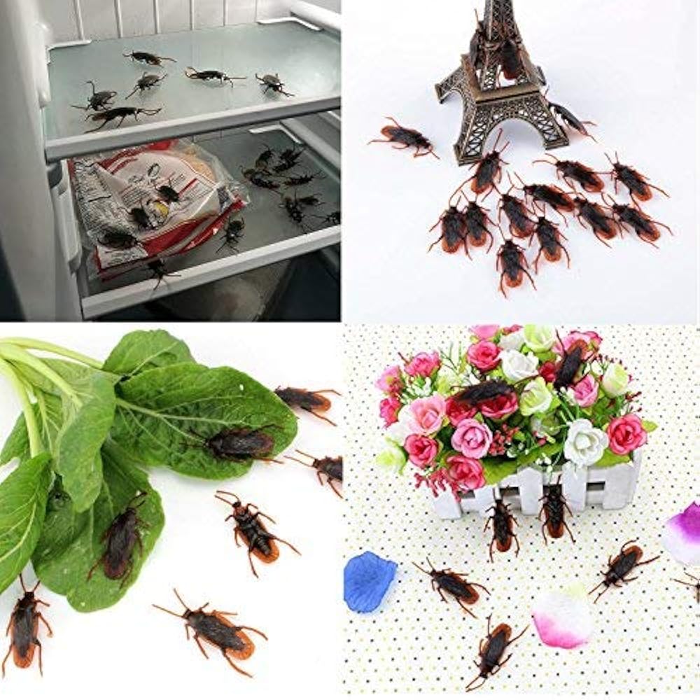 100Pacs GrownUp Toys Fake Roaches Cockroaches Prank, Plastic Realistic