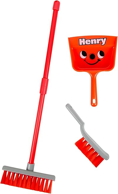 Casdon Henry Brush Set Child Cleaning Toy 3-Piece Broom Dustpan Brush