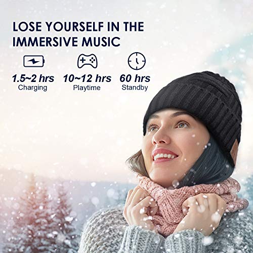 Bluetooth Beanie, Rechargeable Unisex Bluetooth hat, mens gifts with Control Panel, Removable Wireless Earphone hat, Charges via USB, Unique & Delightful for Your Friends, birthday gifts for men women