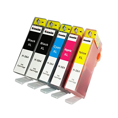 Gasin 564xl 5PK Ink cartridges for 564xl Ink Cartridges Combo Pack for HP 5510 5511 5512 5514 5515 5520 5525 6510 6512 6515 6520 7510 7515 Printer