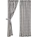 VHC Brands Annie Buffalo Check Cotton Farmhouse Curtains Rod Pocket Tie Back(s) Panel Pair, 84x40, Black