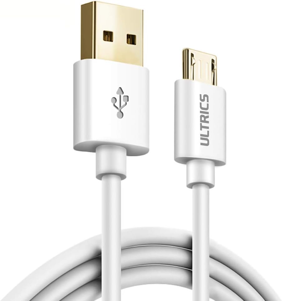 ULTRICS Micro USB Cable 1M, High Speed 2.0 Fast Charger Lead, Extra Long Data Sync Cord Compatible with Samsung LG Nexus Nokia Motorola Android Smartphones, Tablets, PS4, Xbox – White