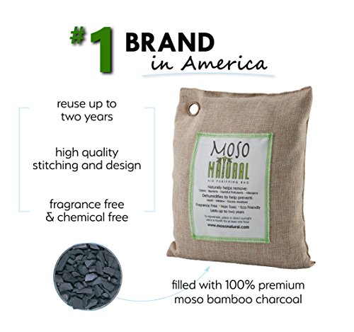 MOSO NATURAL Air Purifying Bag 600g. Odor Eliminator, Odor Absorber for Home and Basement. Natural Color