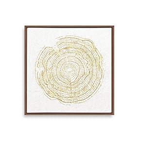 Framed Golden Abstract Annual Rings Home Artwork for...