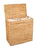 BIRDROCK HOME Water Hyacinth Laundry Hamper Divided
