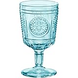 Bormioli Rocco Romantic Stemware Glass, Set of 4, 4 Count (Pack of 1), Light Blue