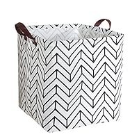 ESSME Square Storage Bin,Cotton Fabric Laundry Baskets,Collapsible Waterproof Toy Storage Bin with Handles for Family Storage,Shelf Baskets 13"×13" inches (Square Geometry)