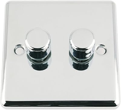 A5 Products 150W 2 Gang 2 Way LED Dimmer Switch Polished Chrome Classic
