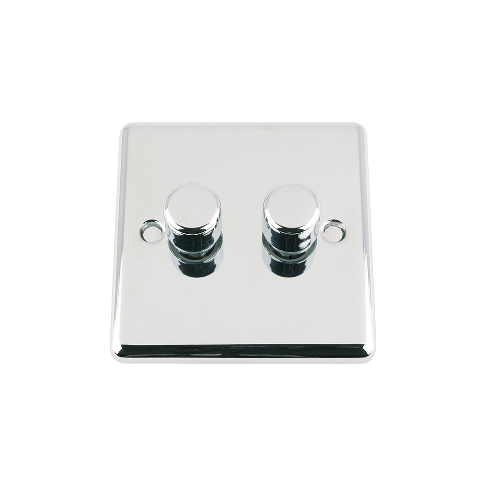 A5 Products Light Dimmer Switch 2 Gang 400W (Max) - Polished Chrome - Classic - 10 Amp 2 Gang 2 Way
