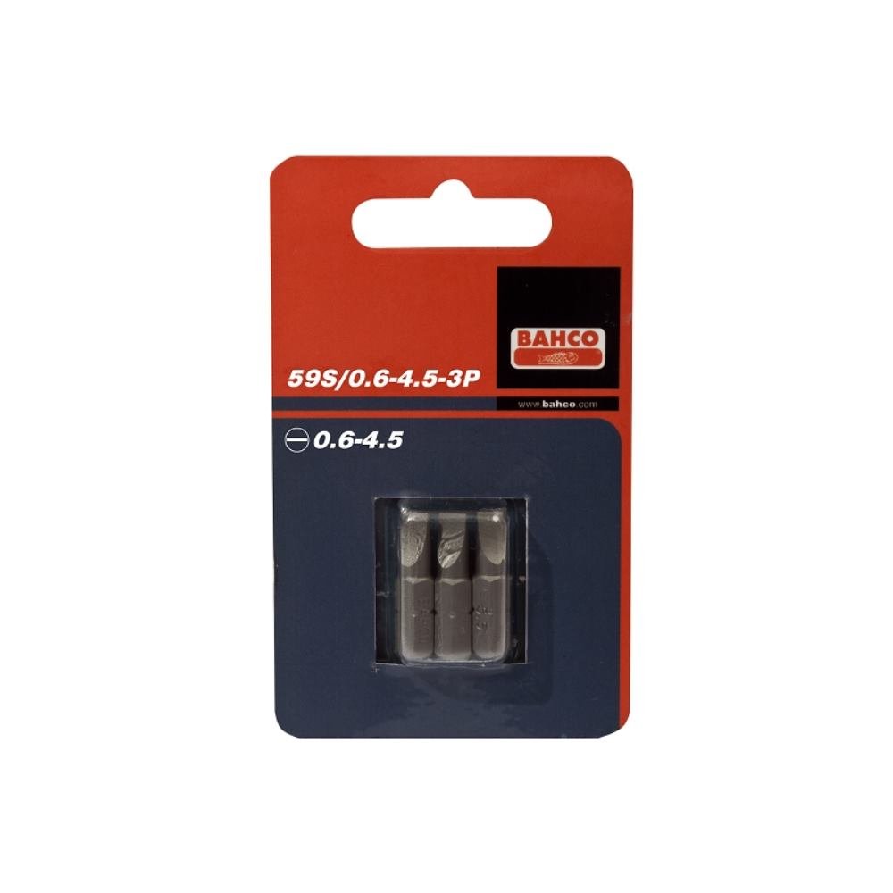 Bahco 59S/0.6-4.5-3P Bits for Slotted Head Screws, Multi-Colour, 25 mm 4.5 x 0.6 mm