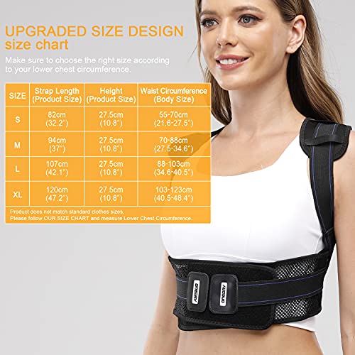 oneday Back Brace Posture Corrector for Men and Women with Replaceable Support Plates, Adjustable and Breathable Back Support for Back, Neck and Shoulder Pain Relief, Black