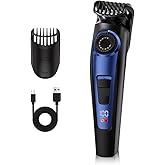 Electric Beard Trimmer for Men Professional Adjustable Length and Hair Clipper, Men's Beard Mustache Trimming and Body Hair Trimmer, Cordless Digital Display and Rechargeable USB Type-c Charger (Blue)