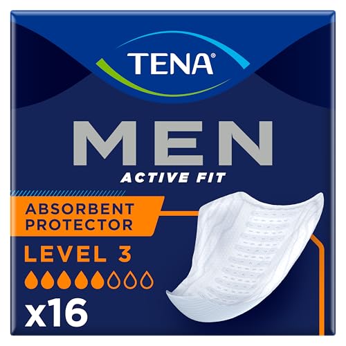 TENA Men Active Fit Absorbent Protector, Level 3, 1 Pack of 16 (16 Count)