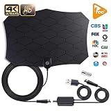 TV Antenna Indoor Amplified HD Digital Television Antenna Long 80-120 Miles Range - Support 4K 1080p and All Older TV's Powerful HDTV Amplifier Signal Booster - 18ft Coax Cable/AC Adap