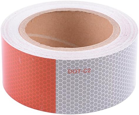 DOT-C2 Safety Tape Reflective Tape Auto Car Red And White Adhesive Ultra Bright Honeycomb Polygonal Reflective Strip(2" x30') (15m)