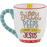 Glory Haus Three Silly Peeps Novelty Coffee Mugs - Handpainted Easter Bunny Cup, 16oz Ceramic Christian Mug for Decor, Large Cool Coffee Mug, Holiday Gifts, Unique Work Drinking Cups for Women and Men