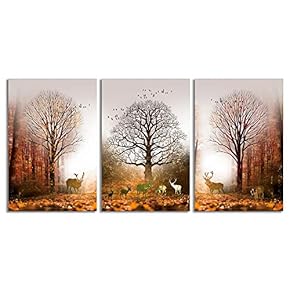 Canvas Wall Art Abstract Forests Painting Artwork for Home Prints Framed - 16"x24" x 3 Panels