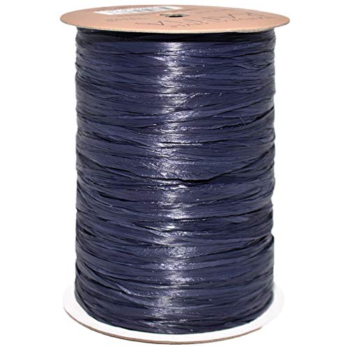 Morex Ribbon 100% Rayon Matte Raffia Biodegradable Ribbon, Navy, 1/4" x 100 Yd