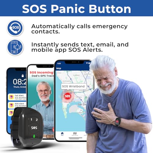 Seculife Seculife SOS Wristband – Elderly Life Saving Fall Alert System, Emergency Call Button, Assistive Speakerphone, GPS Tracking, Seniors Dementia, Alzheimer’s, 24/7 Medical Monitoring