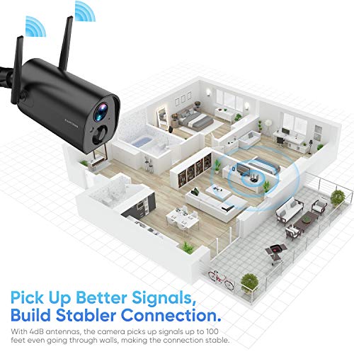 Wireless Outdoor Security Camera, KAMTRON Rechargeable Battery Powered Home Security Camera