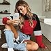 Angashion Womens Sweatshirt-Long Sleeve Drawstring Hem Color Block Crop Top Pullover Tops Red S