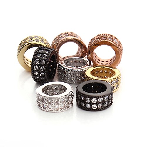 2pcs/lot Rose Gold Color Big Hole Metal Spacer Bead for Necklace &Bracelet Mosaic Rhinestone DIY Jewelry Making
