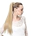 Clip in on Ponytail Extension Highlights Green Brown With Beach Blonde Long 24 Inch Wrap Around Drawstring Ponytail Straight Synthetic Hair Pieces for Women SARLA P001&M6PH613