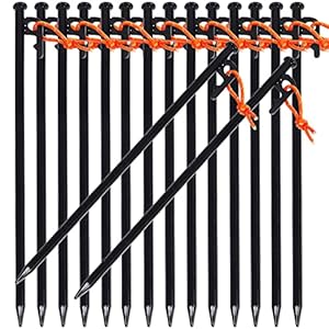 Soomloom スチール ソリッド テント ペグ テーク　30CM キャンプ設営用具 16本セット