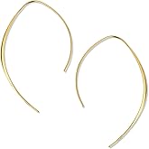 Upside Down Hoop Earrings - Hypoallergenic Lightweight Wire Needle Drop Dangle Threader Hoops for Women, Safe for Sensitive Ears - Plated in 925 Sterling Silver or 18k Gold