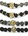 LOLIAS 4 Pcs Lava Rock Bead Bracelet for Men Leopard Lion bracelet Set Adjustable 8MM Beads SL