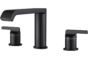 SITGES Matte Black Roman Tub Faucet,Solid Brass High Flow Widespread Bathtub Faucet with Two Lever Handles, Deck Mount Tub Filler with Brass Valve, cUPC Certified Water Supply Lines Assembly
