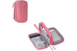 HORNO Travel Cord Organizer，Electronics Accessories Organizer Pouch Bag for Charger,USB Cable,Business Travel Gadget Bag ﻿ (Pink)