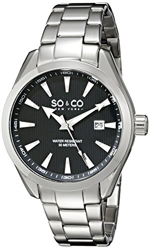 SO&CO New York Men's 5039B.1 Madison Quartz Date Stainless Steel Link Bracelet Watch