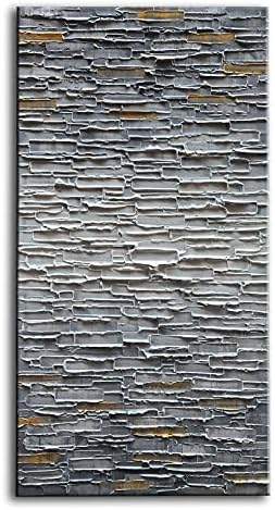 Paintings - JELRINR Modern Abstract Oil Painting Hand Painted Texture gray Abstract Canvas Wall Art Decoration Contemporary Artwork Framed Ready to Hang 24x48inch