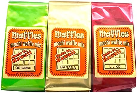 Maffles Mochi Waffle Pancake Mix from Hawaii (Original, Lilikoi &amp; Banana, 24 Ounces Total)