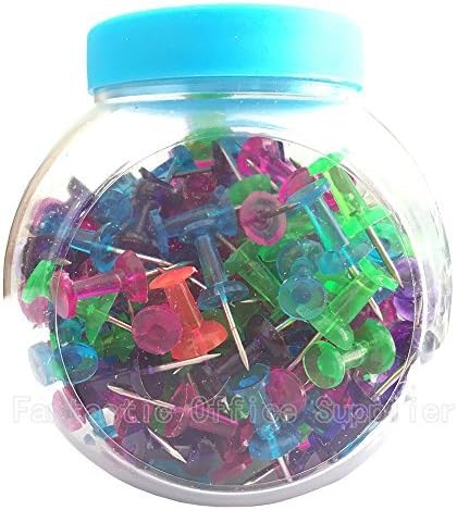 200 PCS Jumbo Push Pins, Bulletin Board Borders Pushpin, Colored Drawing Pins Color Plastic Head Pins Office Thumbtack Decorative for Home, School (Colorful)