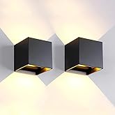 Mille Lucciole 2 Pack LED Outdoor Wall Lights Exterior/Interior, Up and Down Lights IP65 Waterproof Wall Sconces, Square Alum