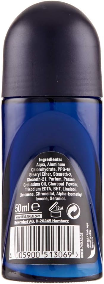 NIVEA MEN DEEP Roll-on deodorant 6 x 50 ml, Men's deodorant with anti-bacterial formula with activated carbon - Image 5