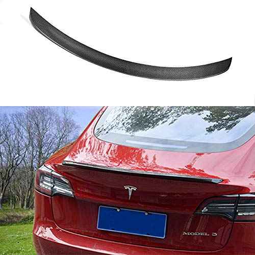 LMZX Model 3 Spoiler Carbon Fiber Rear Trunk Spoiler Lip Tail Wing Spoiler for Tesla Model 3 2017 2018 2019 Accessories (Glossy)